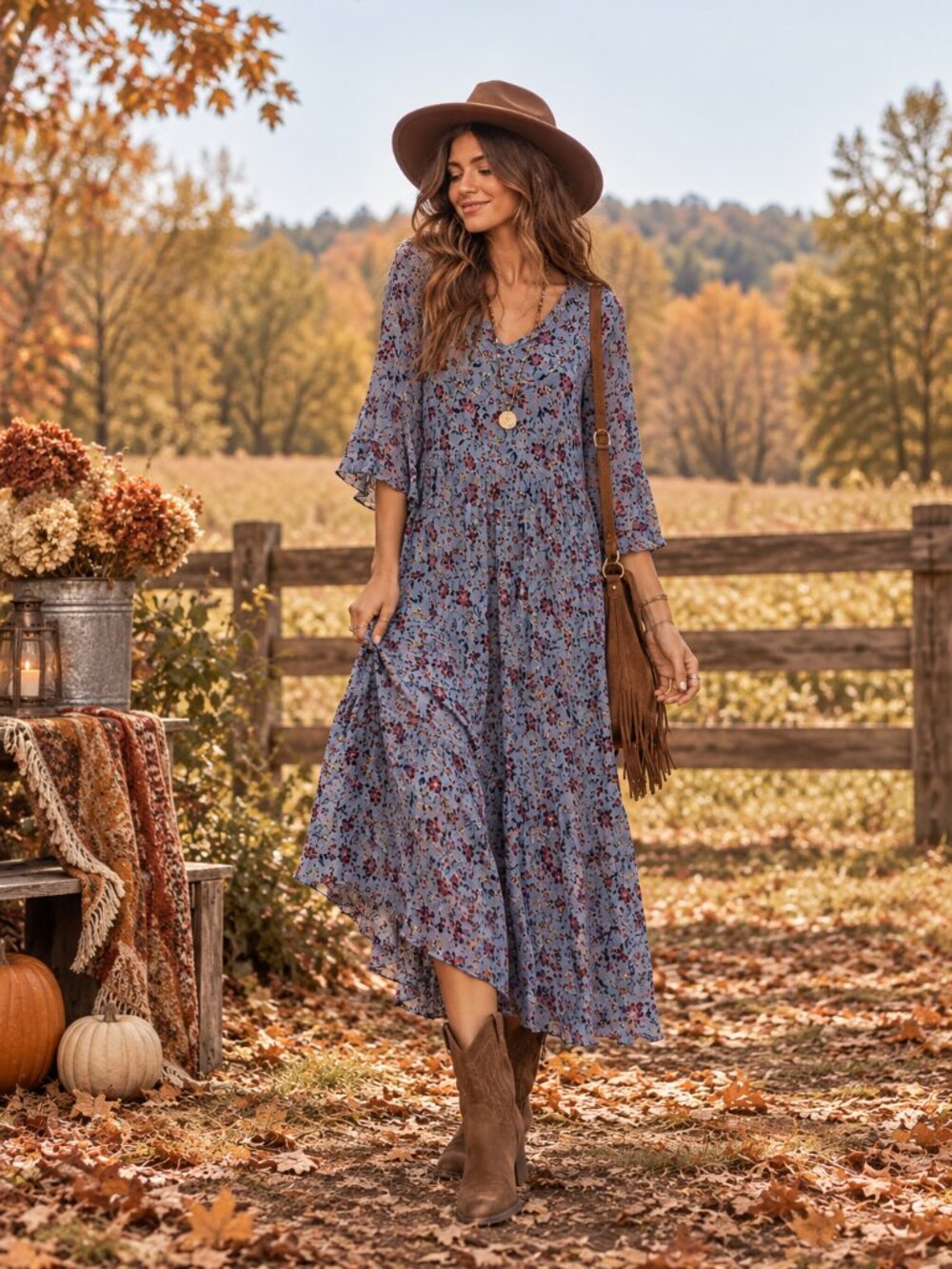 Easel Floral Boho Midi Maxi Dress